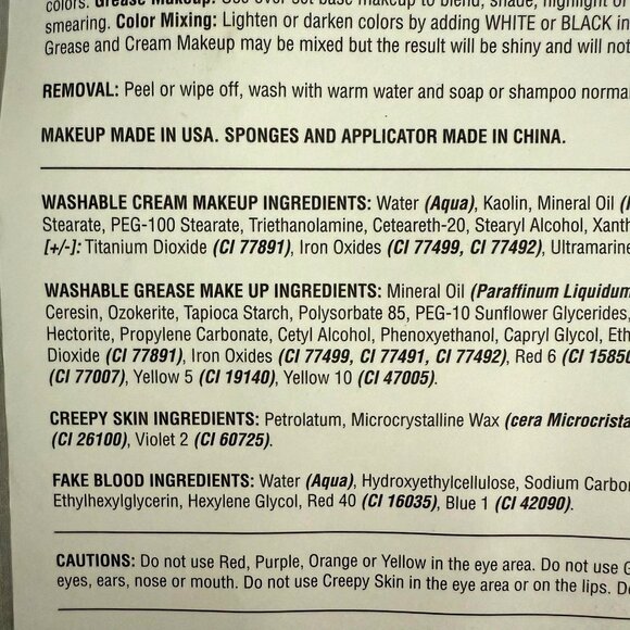 Rubies Complete Makeup Halloween Costume Kit Grease Cream Fake Blood Creepy Skin - Picture 5 of 13